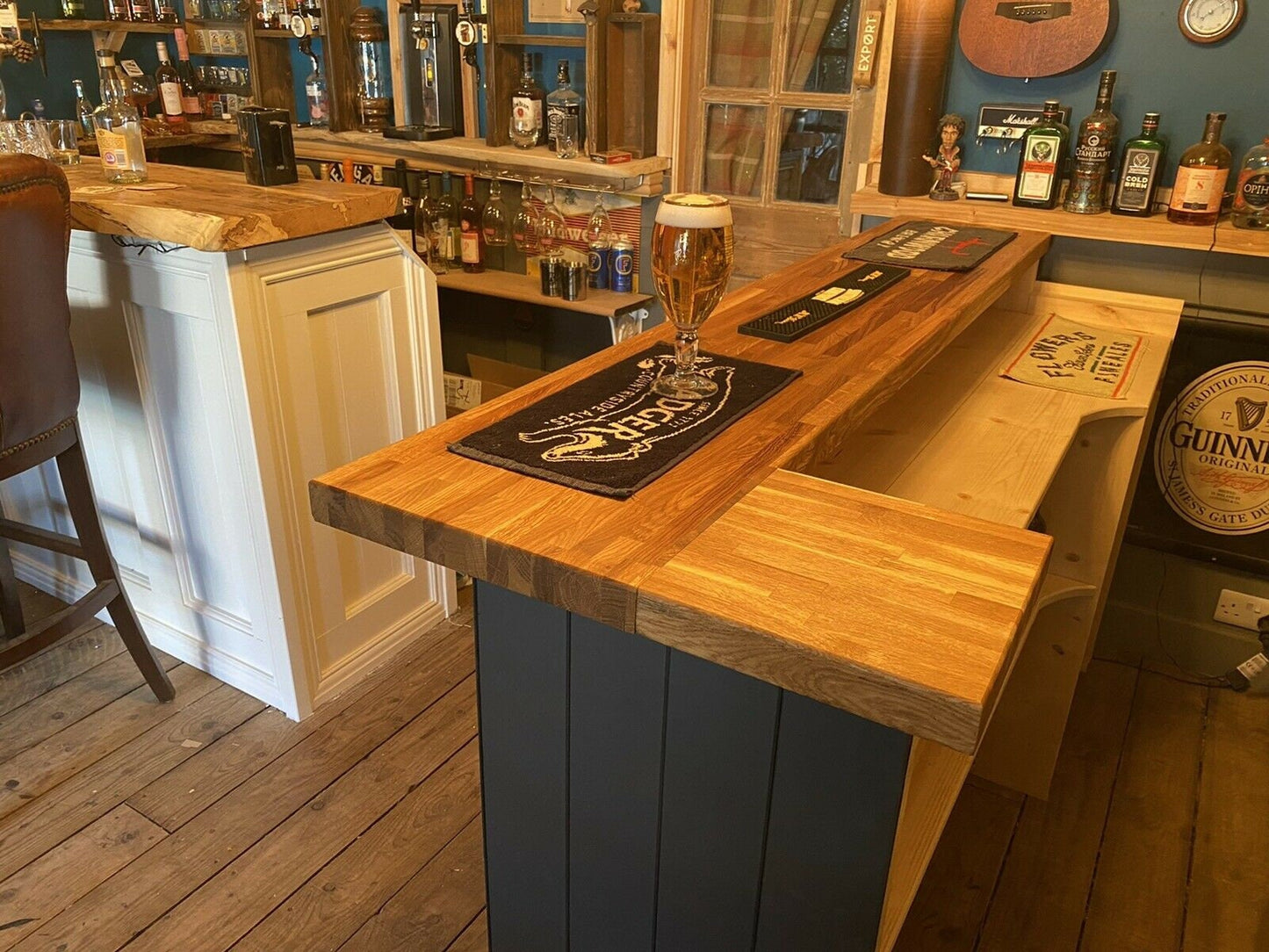 Oak home drinks bar man cave bar, summerhouse bar.