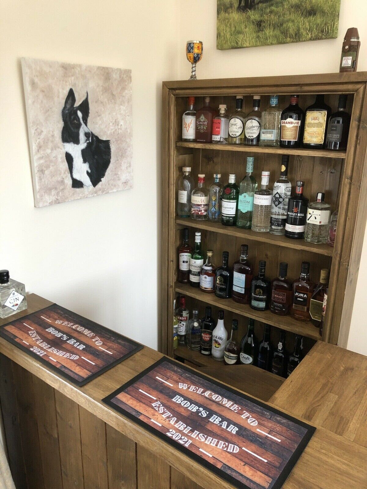 Home drinks corner bar 4ft with rear shelving