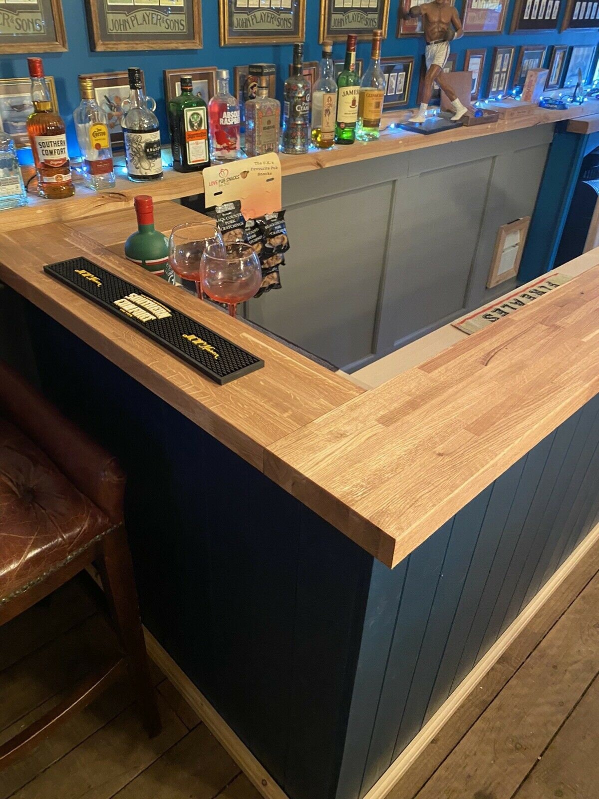 Oak home drinks bar