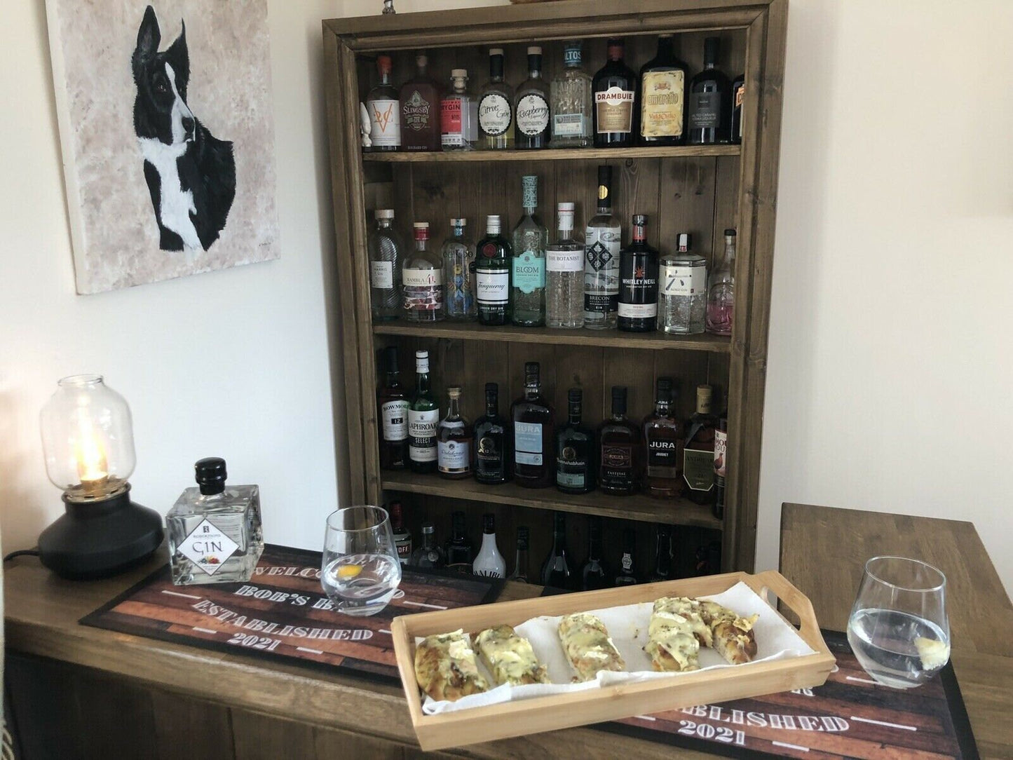 Home drinks corner bar 4ft with rear shelving