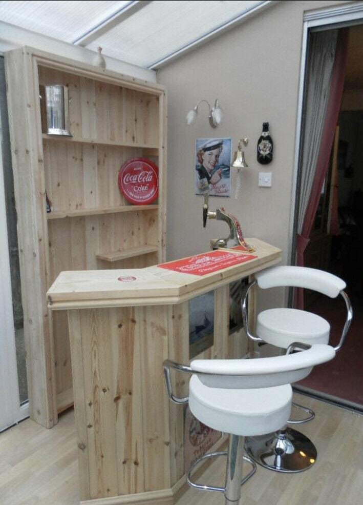 Home drinks corner bar 5ft with rear shelving