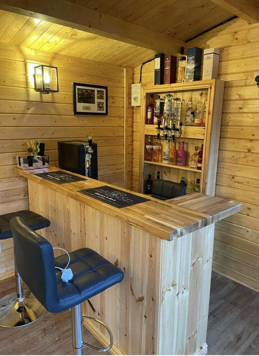Oak home drinks bar man cave bar, summerhouse bar.