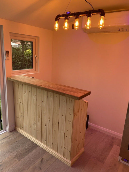 Straight oak home drinks bar 5ft